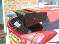 A rear wing custom built for BTCC Honda Civic